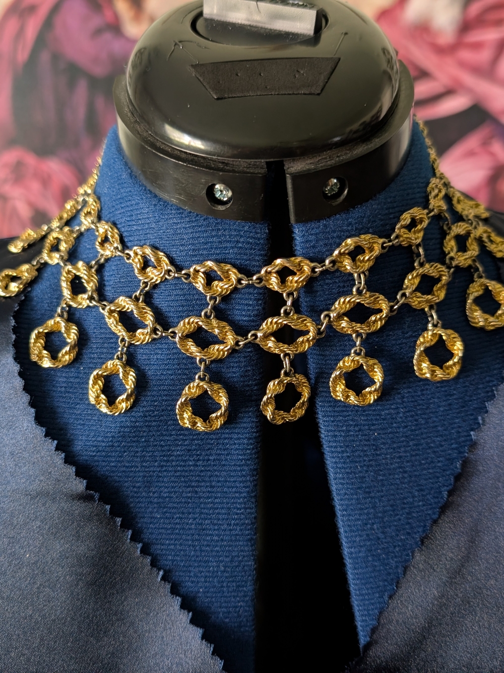 Gold-Tone Linked Dangle Choker Necklace - Women Jewelry
